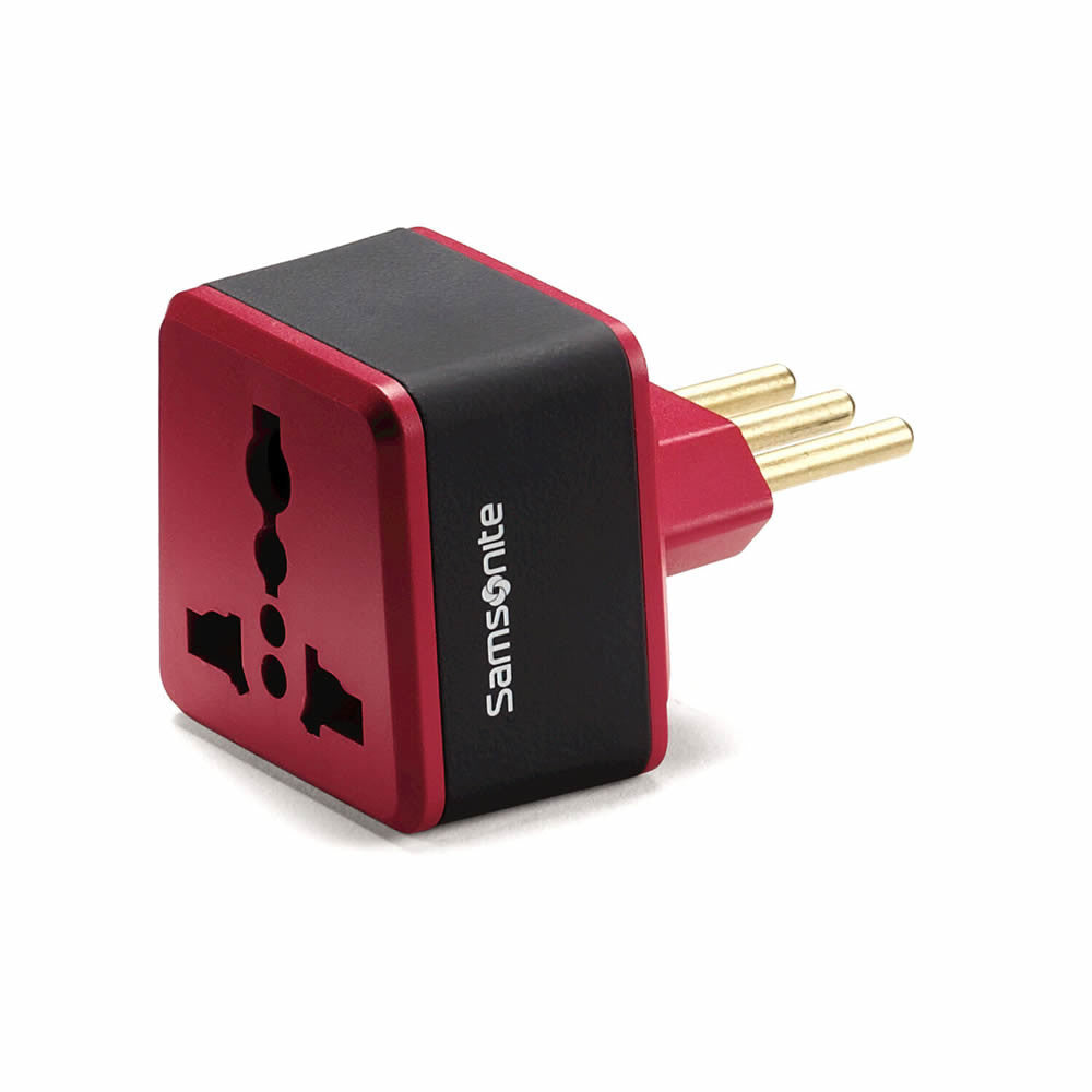 GROUNDED ADAPTER PLUG (ITALY) - BLACK/RED