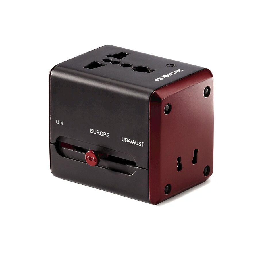 WORLDWIDE ADAPTER W/USB - BLACK/RED