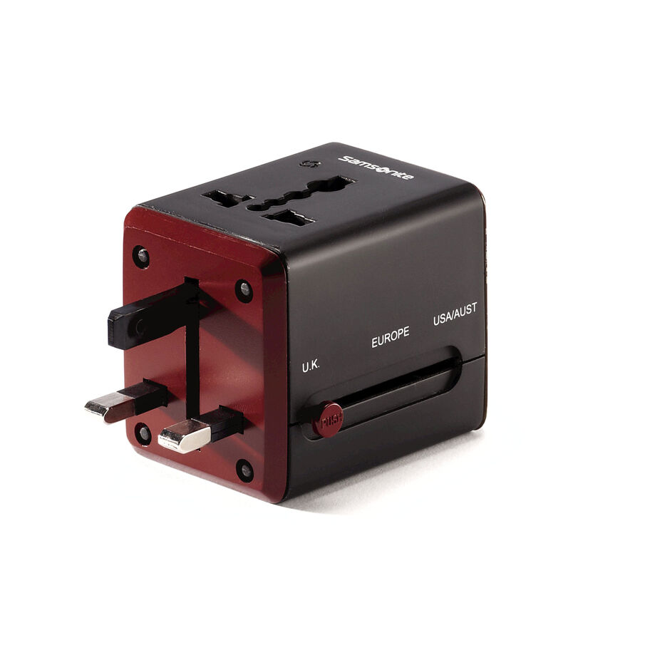 WORLDWIDE ADAPTER W/USB - BLACK/RED