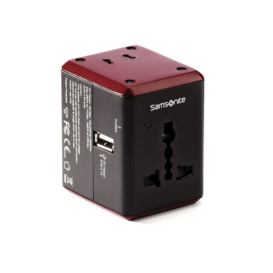 WORLDWIDE ADAPTER W/USB - BLACK/RED