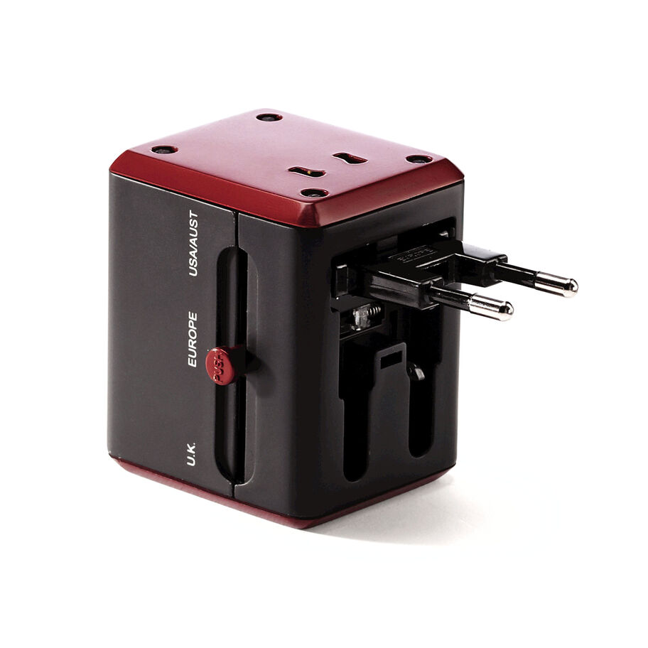 WORLDWIDE ADAPTER W/USB - BLACK/RED