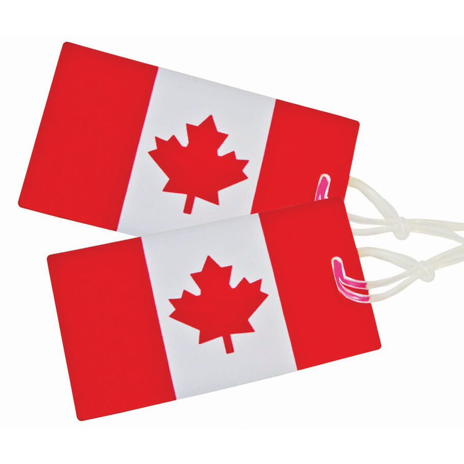 2 PACK CANADIAN FLAG LUGGAGE ID TAGS - RED/WHITE