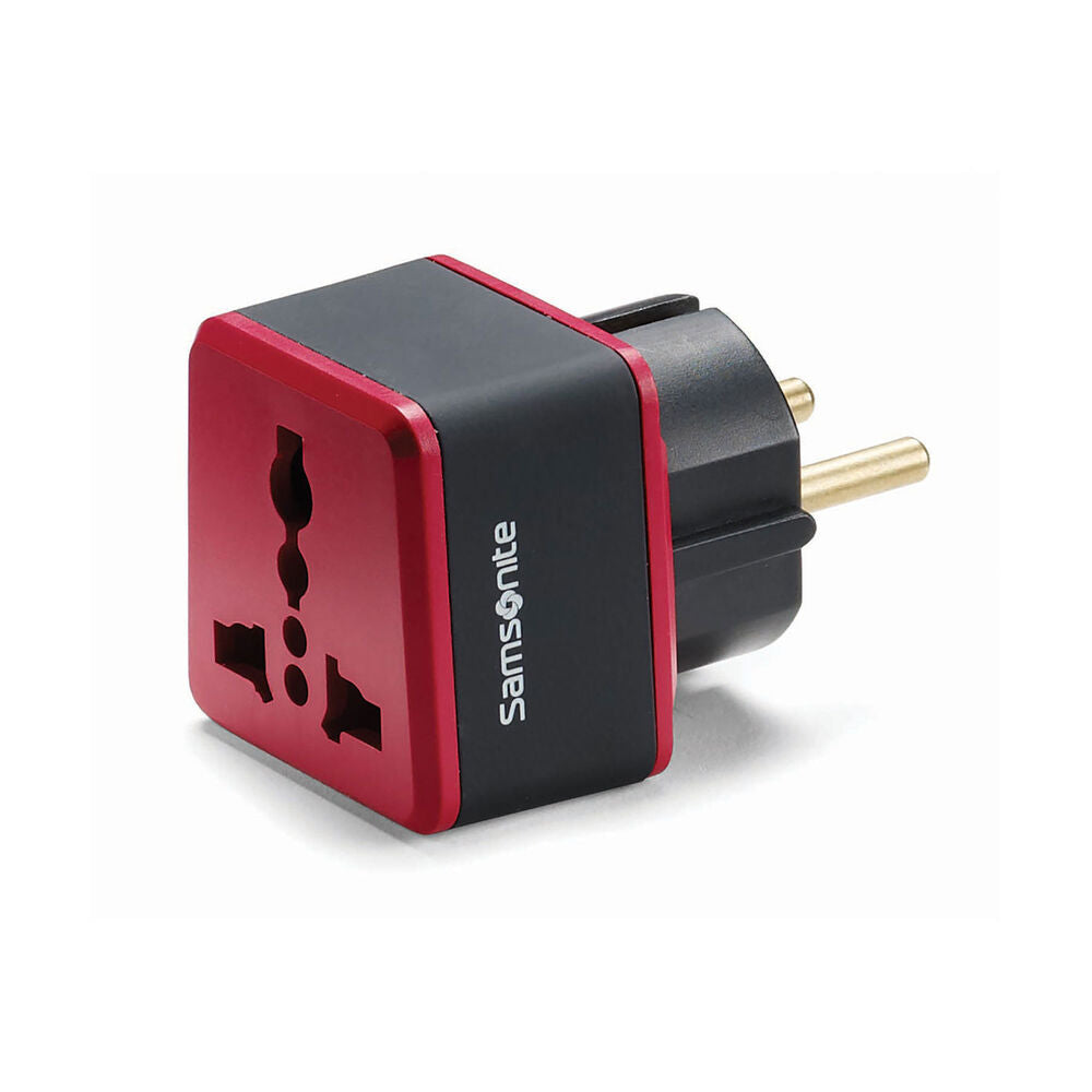 GROUNDED ADAPTER PLUG (EUROPE/MID EAST) - BLACK/RED